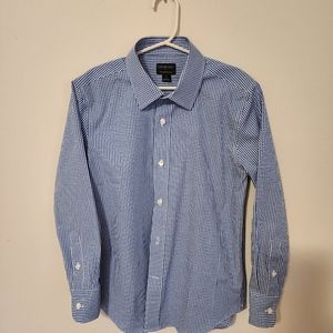 J. Crew Factory Crewcuts Thomas checked blue boys dress shirt size 8